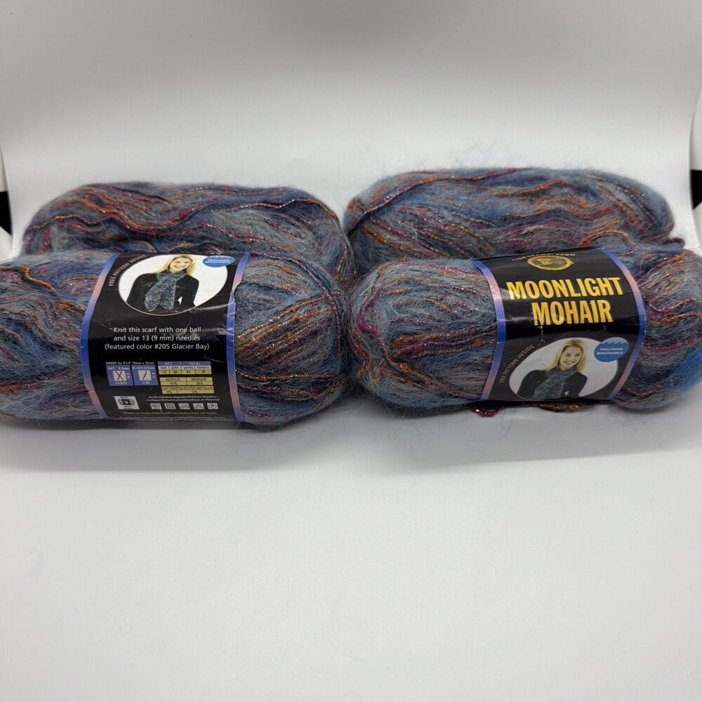 Lion Brand Yarn Moonlight Mohair Color 207 Coral Reef Lot  4 Skeins